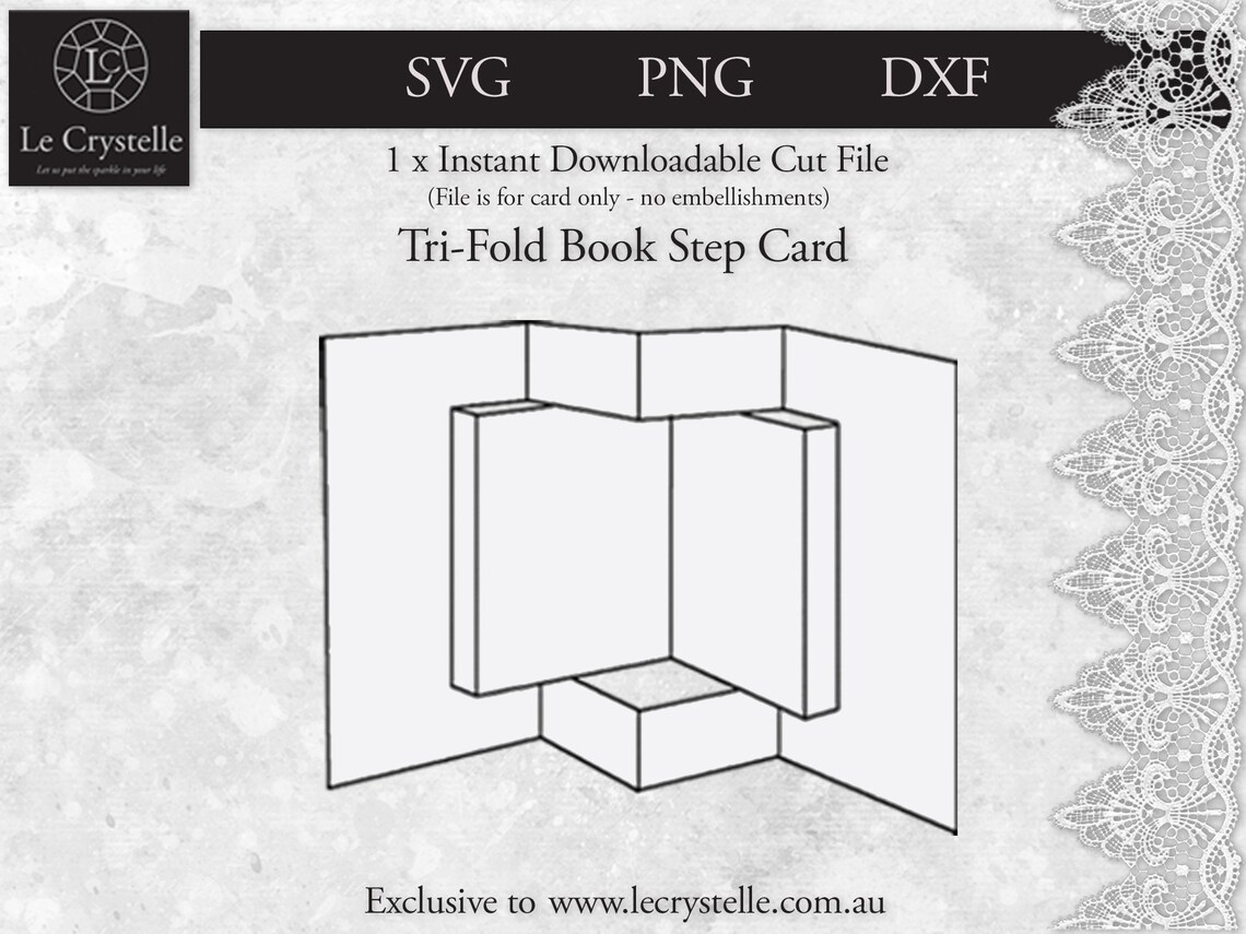 SVG cut file card/book step card/step card template/svg | Etsy