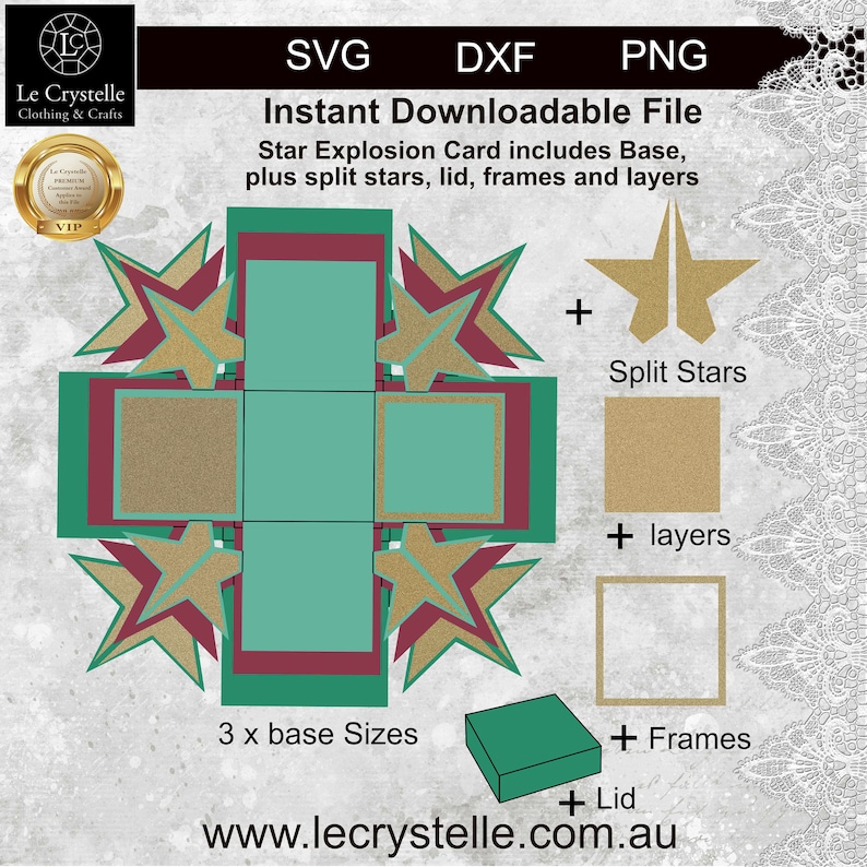 Christmas Explosion Box Star Theme/svg Cut File/exploding Card Etsy