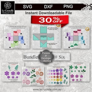 SVG explosion box BUNDLE Six Envelopes and flowers/cut file/svg cards/cricut/silhouette/explosion box envelopes/explosion box flowers