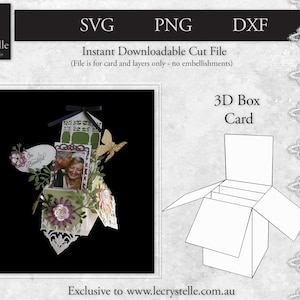 SVG cut file card/3D Box card/card template/svg cards/folding cards/layered card/cricut/silhouette/