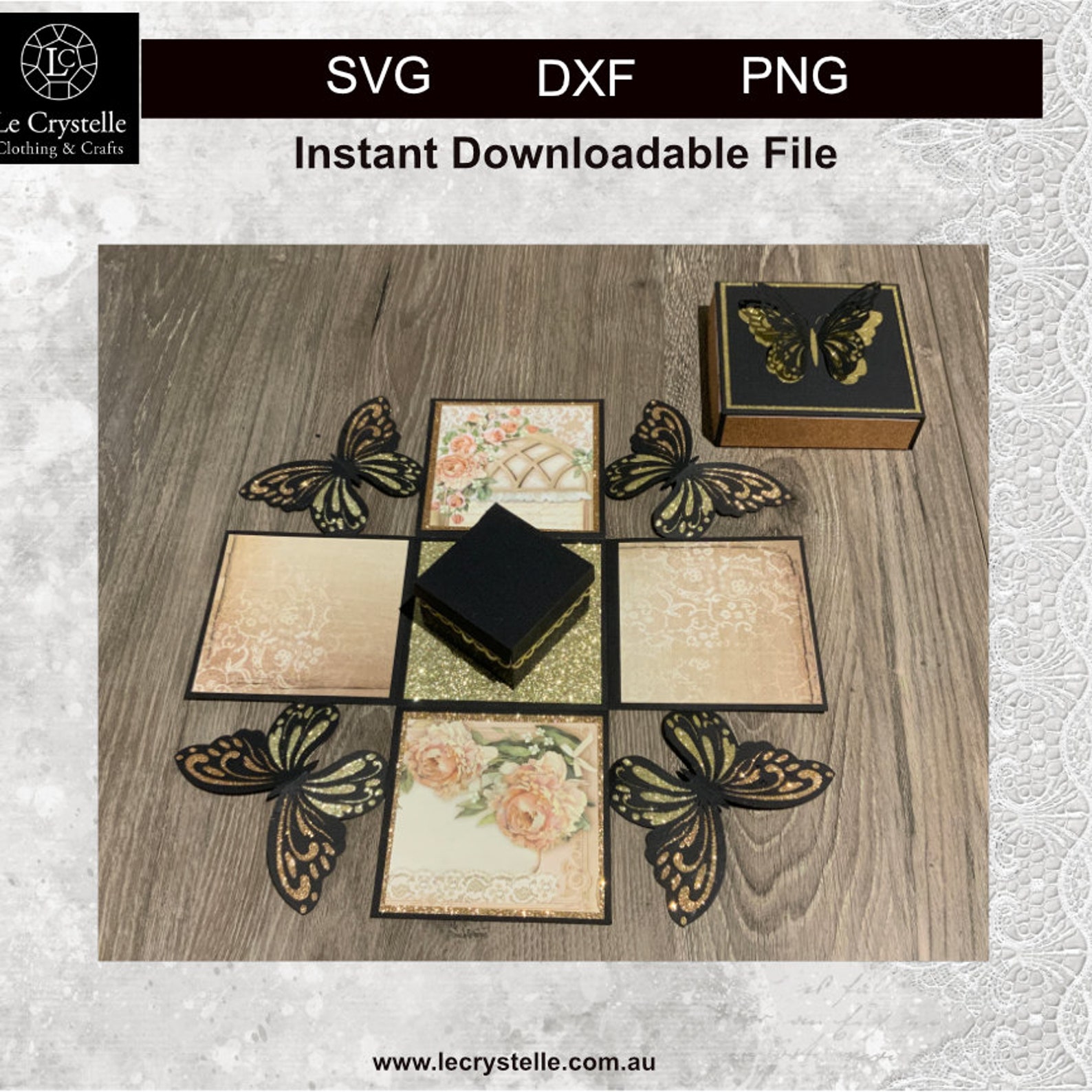 Exploding Box With Butterflies Explosion Box Butterfly Svg/cut File/butterfly Exploding Card Template ...