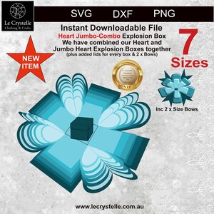 hart explosiedoos SVG bestand /jumbocombo/mega explosiedoos/hartdoos sjabloon/hart exploderen/gelaagde kaart/cricut/silhouet/