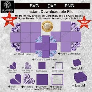Infinity explosion box/explosion heart box/SVG cut file/explosion box template/exploding heart infinity box/cricut/silhouette/