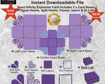 Infinity explosion box/explosion heart box/SVG cut file/explosion box template/exploding heart infinity box/cricut/silhouette/