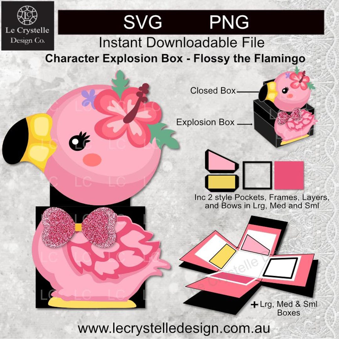 Explosion Box Cute Flamingo Character /cut File/exploding Card Template ...