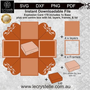 explosion box svg 170/cut file/exploding card template/svg cards/fol ding cards/layered card/cricut/silhouette/