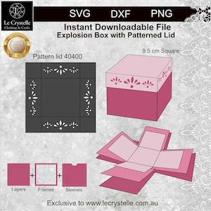 SVG explosion box/cut file 40400/exploding card template/svg cards/folding cards/layered card/cricut/silhouette/