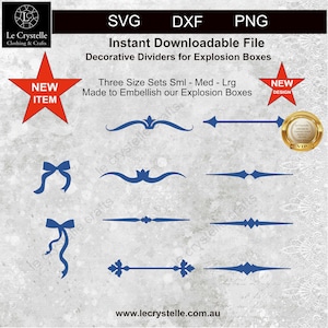 divisores de caja de explosión/archivo de corte SVG/divisores de caja de explosión/adornos para cajas de explosión/cricut/silueta/adornos/lazos de papel