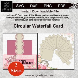 Circulaire watervalkaart/SVG-watervalkaart/cirkel watervalkaartsjabloon/svg-kaart/gespkaart/vouwkaarten/gelaagde kaart/cricut/silhouet/