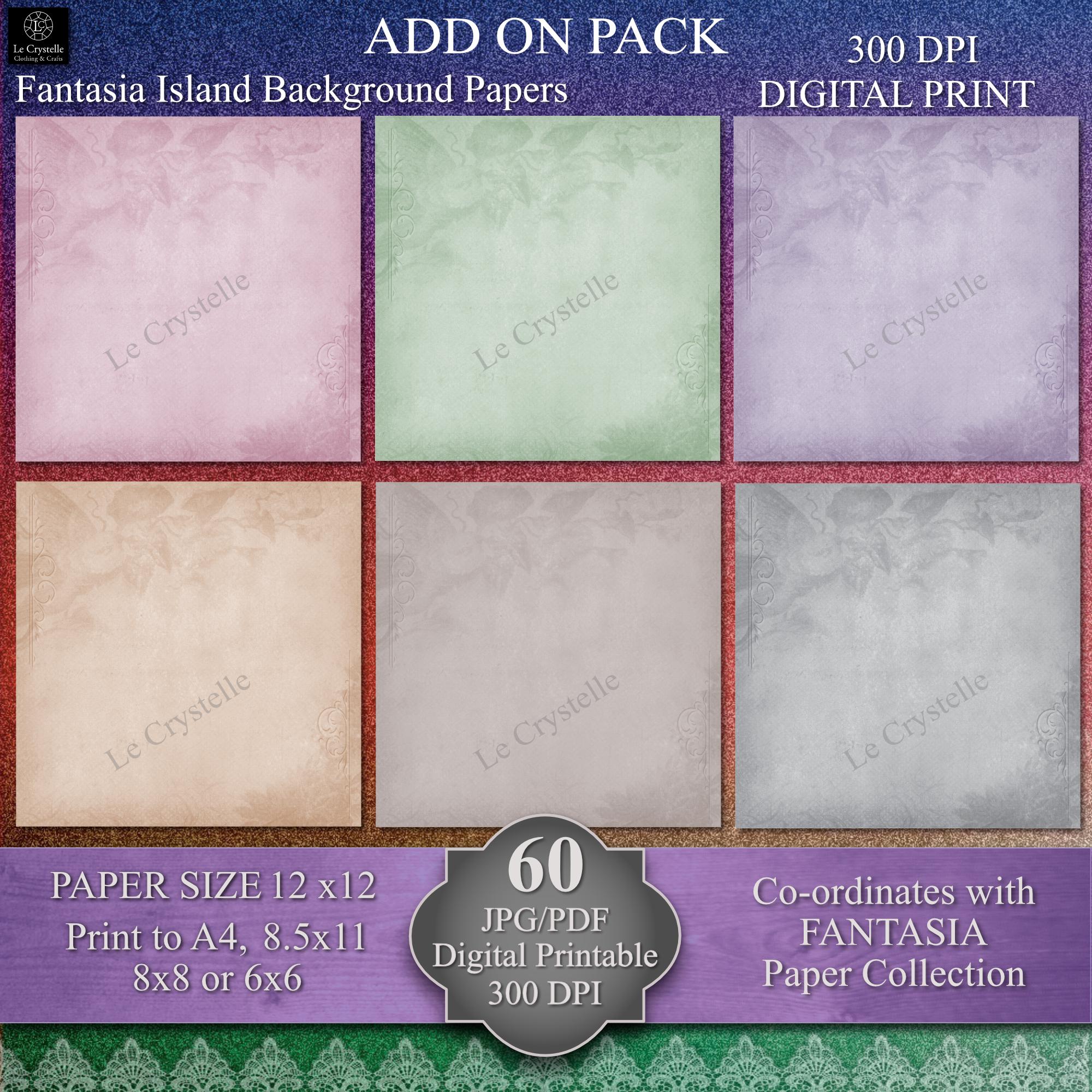 Digital Background Paper Fantasia Island/12x12/DIY background paper/digital  scrapbook paper/print at home paper/craft digital/damask paper, image size:2000x2000