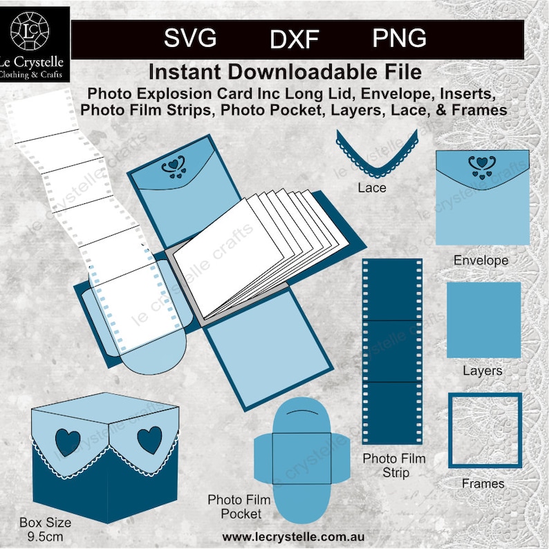 Photo Explosion Box Svg/heart Lid/cut File/photo Exploding Card ...