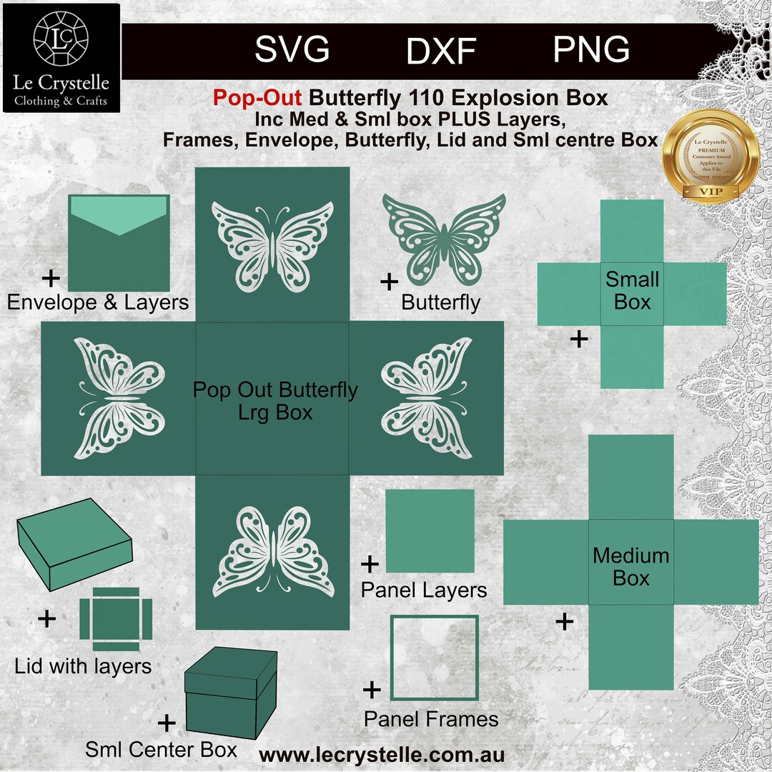 Butterfly Explosion Box Pop Out 110/SVG Cut File/exploding Card ...