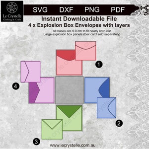 Explosion box envelope solid cut file SVG/exploding card envelope template/svg cards/folding cards/layered card/cricut/silhouette/ /