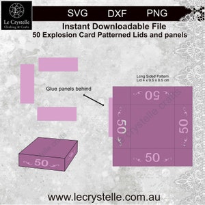 explosion box 50th /birthday card cut file/exploding card template/svg cards/50th birthday card/layered card/cricut/silhouette/ image 4
