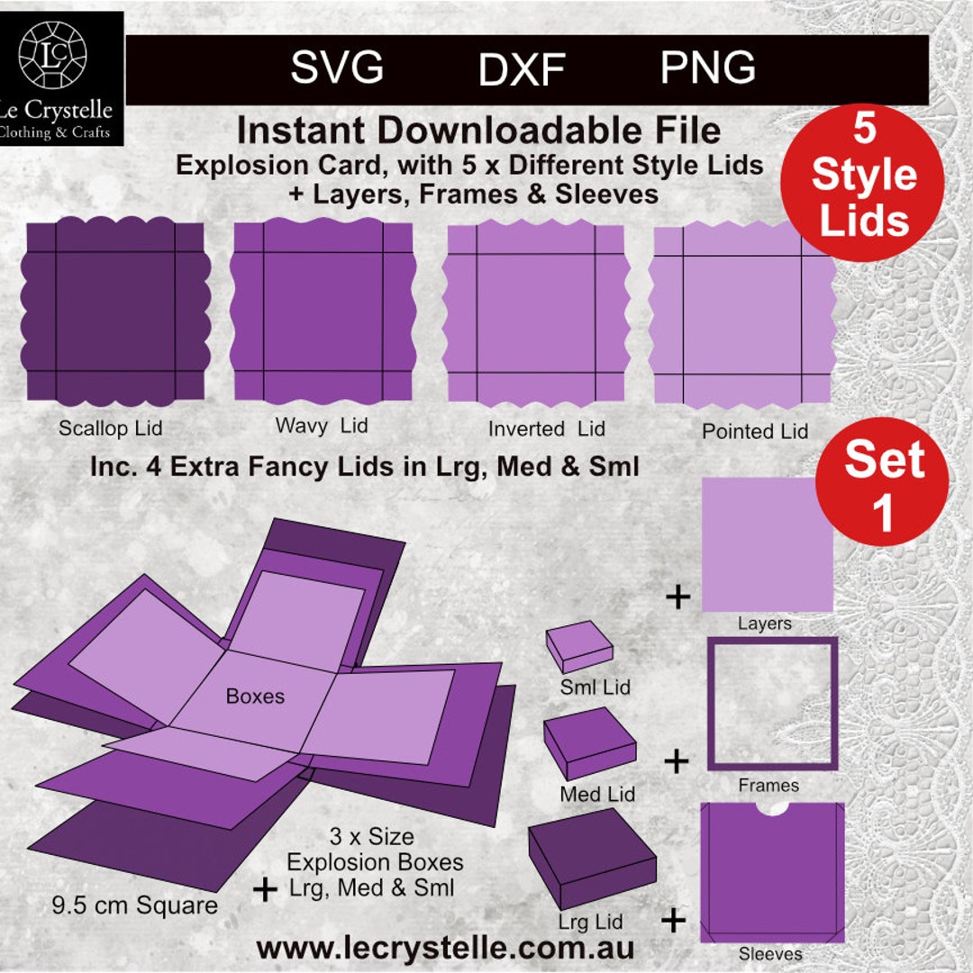 Explosion Box SVG /cut File With Five Lids/exploding Card Etsy