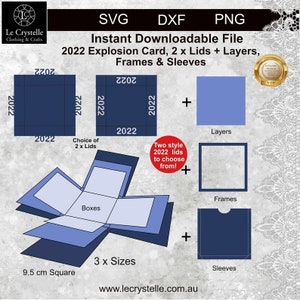 explosion box 2022 SVG /cut file/2022 exploding card template/svg cards/graduation card/folding cards/layered card/cricut/silhouette/