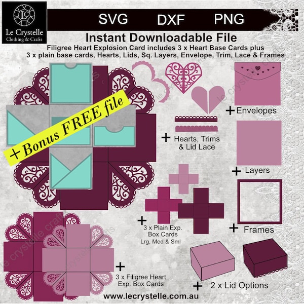 Heart explosion box SVG /filigree heart cut file/exploding card template/svg cards/folding cards/layered card/cricut/silhouette/