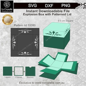 SVG explosion box/cut file 10080/exploding card template/svg cards/folding cards/layered card/cricut/silhouette/