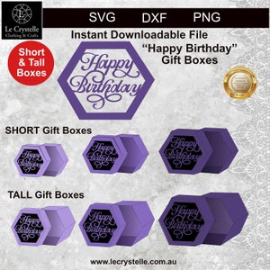 hexagonal gift box /file svg box cricut/hexagon box template/boxes svg /happy birthday box /cricut/silhouette/hexagon box svg/hexagonal box