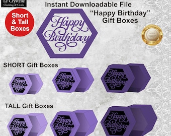 hexagonale Geschenkbox/Datei svg Box cricut/hexagon box template/box svg/happy birthday box/cricut/silhouette/hexagon box svg/hexagonal box