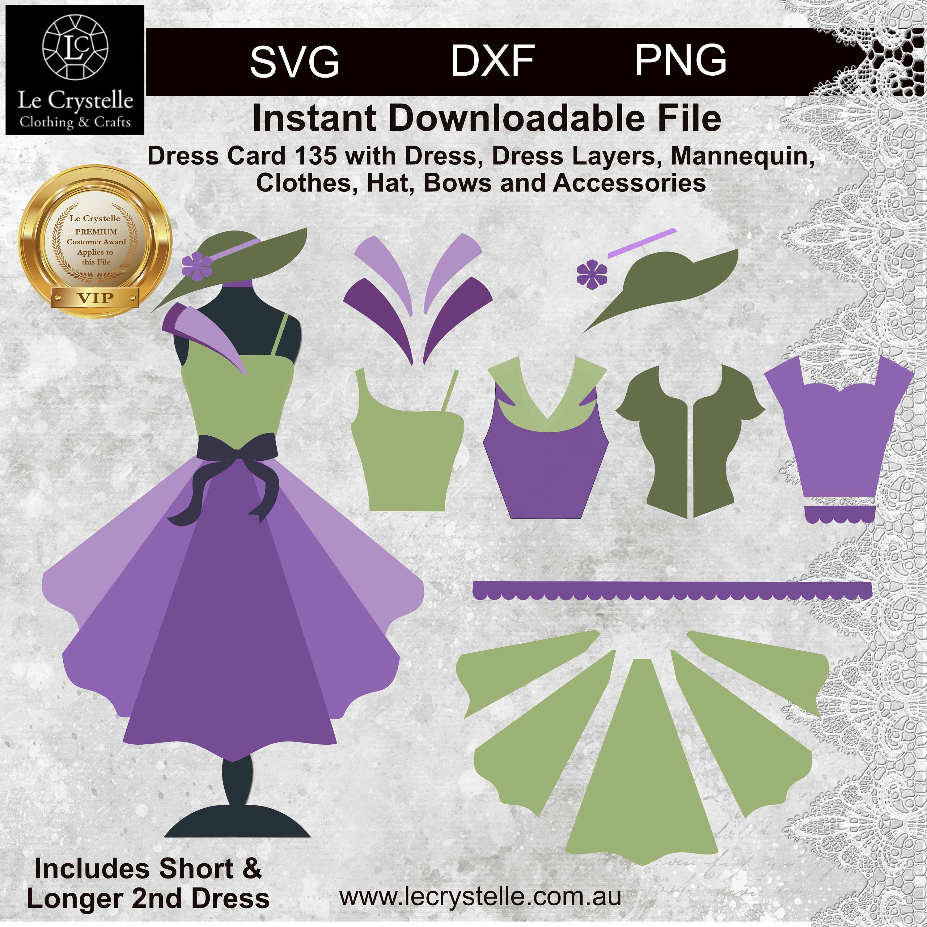 Dress Card/svg Cut File/ladies Dress Card/ Template 135/svg Etsy