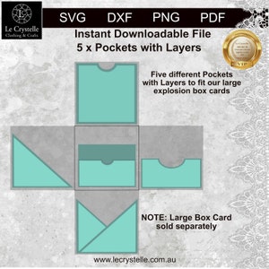 Fichier de poches de boîte d'explosion SVG/modèle de poche de carte explosive/cartes svg/carte en couches/cricut/silhouette/ /