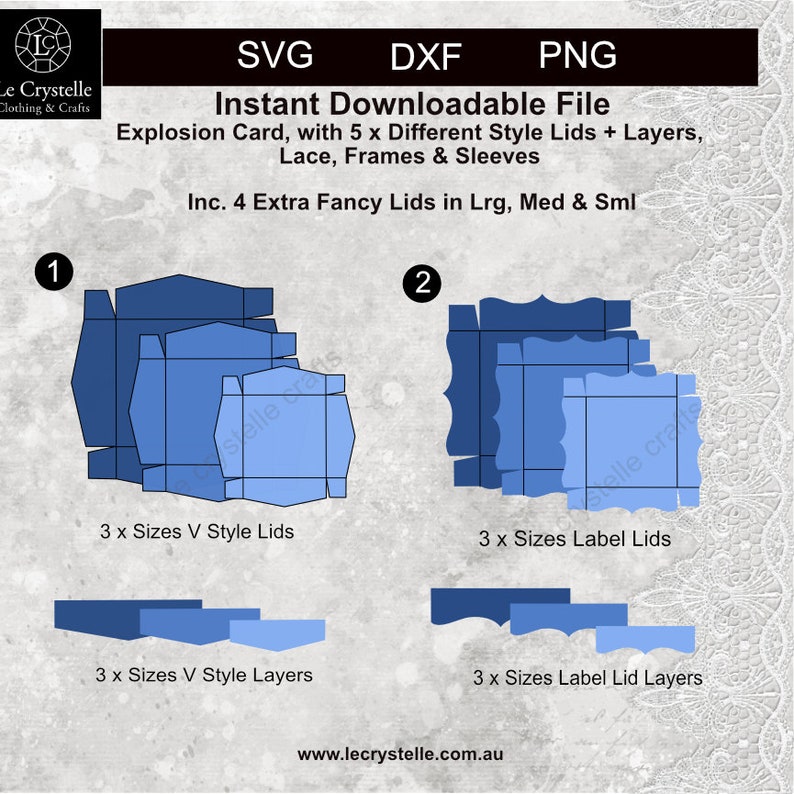 Exploding Crate Vector Explosion Box SVG /cut File With Five Lids/set 2 Lids/exploding Card ...