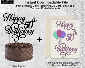50th svg/50 birthday cake topper/SVG cake topper/50th birthday card/cake topper /SVG cut file/card template/layered card/cricut/silhouette/