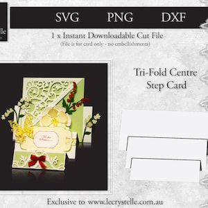 SCHEDA file tagliata SVG / Scheda passo Tri-Fold Centre / modello di scheda passo / schede svg / carte pieghevoli / scheda a strati / cricut / silhouette /