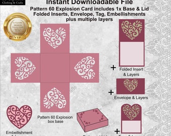 Explosionsbox/Exploding Geschenkbox/Schneidedatei/ExplodingSchablone/Weihnachtsgeschenk/Exploding Geschenk/Layered Card/Cricut/Silhouette/Muster 60