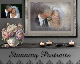 Photo portrait/Digital custom portrait/photo Memories/Memory Gift Ideas/art print/altered photo/combine photos/merge photos
