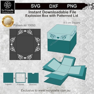 SVG explosion box/cut file 10050/exploding card template/svg cards/folding cards/layered card/cricut/silhouette/