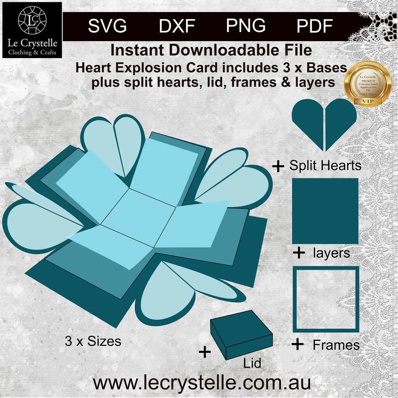 SVG Heart Explosion Box/cut File/exploding Card Template/svg Cards ...