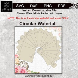 Mecanismo de cascata circular/Cachoeira SVG/modelo de cascata circular/cartões SVG/cartões dobráveis/cartão em camadas/Cricut/silhueta/
