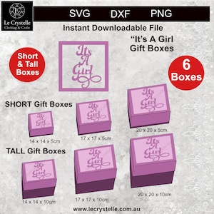 Square gift box /svg box cricut/box template/boxes svg /it’s a girl gift box /cricut/silhouette/square box svg/square box