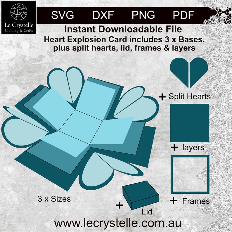 SVG Heart Explosion Box/cut File/exploding Card Template/svg | Etsy UK