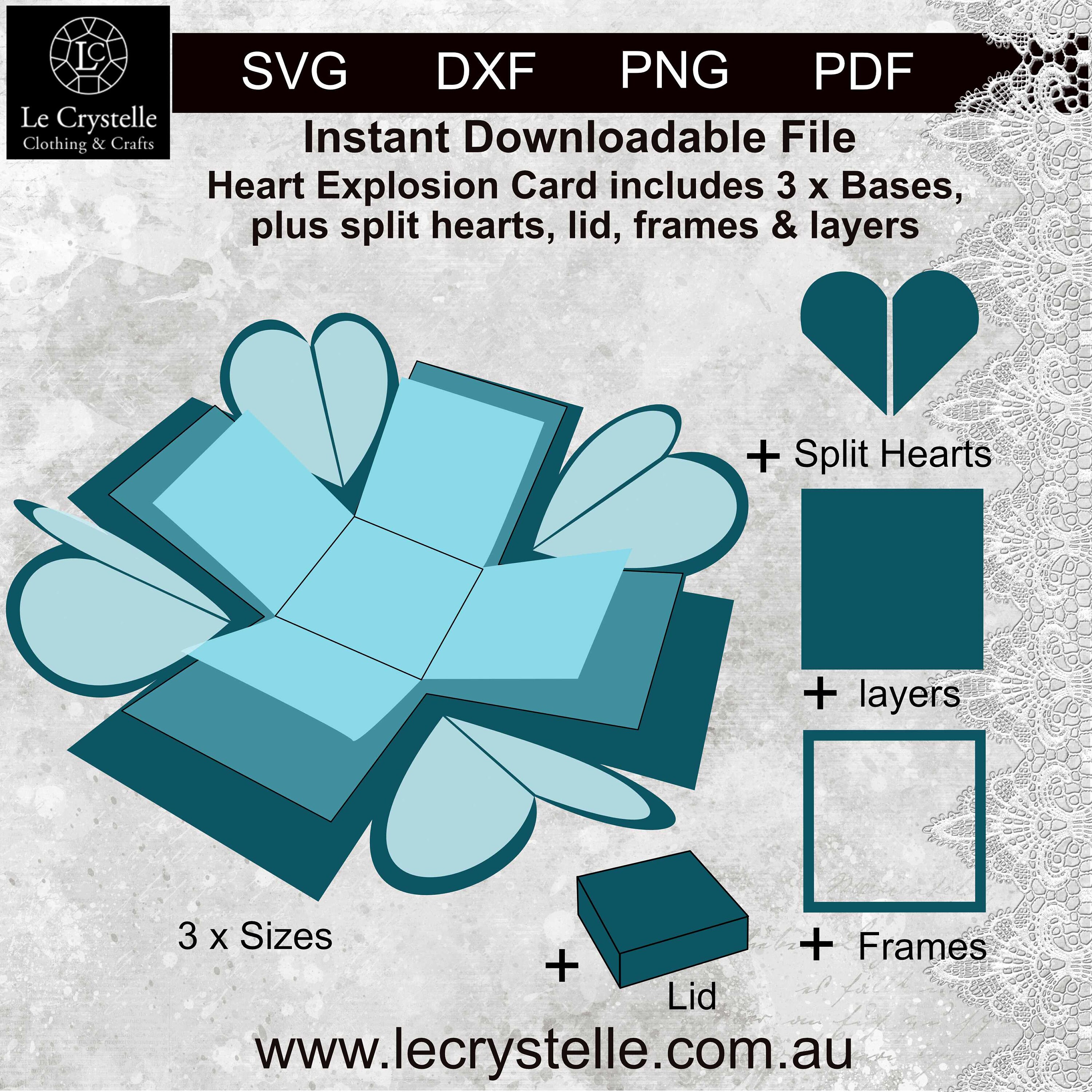 SVG Heart Explosion Box/cut File/exploding Card Template/svg Etsy UK