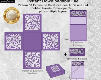 explosion box/exploding gift box/ cut file/exploding template/ Christmas gifts /Exploding gift/layered card/cricut/silhouette/pattern 50
