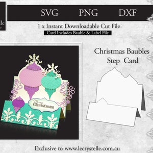 SVG cut file card/Christmas baubles card template/svg cards/folding cards/layered card/cricut/silhouette/