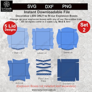 explosion box Decorative lids SVG /SET 2/cut file/lid template/svg card lid/folding cards/layered card lid/cricut/silhouette/