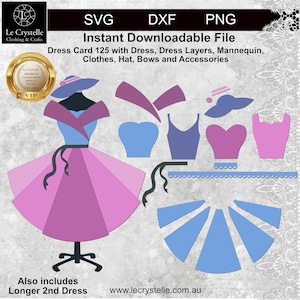 Carte de robe pour dames / fichier de coupe SVG / carte de robe pour dames / modèle 125 / carte de robe svg / robe de dames superposée svg / cricut / silhouette / -125