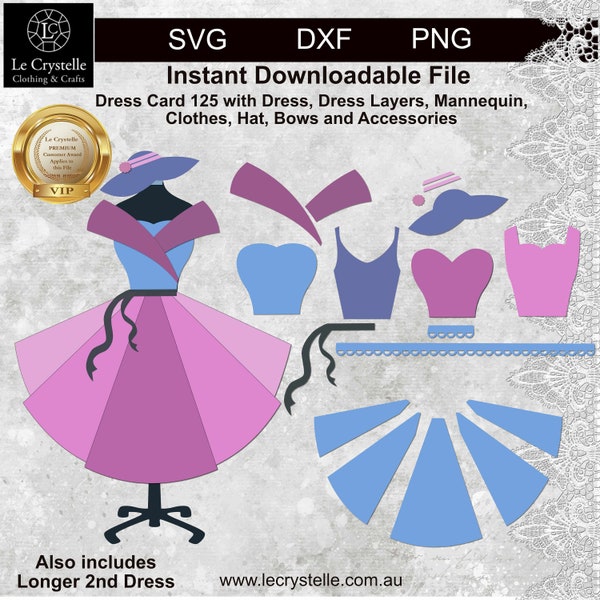 Ladies Dress card/SVG cut file/ladies dress card/ template 125/svg dress card /ladies dress layered svg/cricut/silhouette/ -125