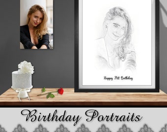 Photo edit merge/birthday portrait/21st birthday portrait/digital custom portrait/combine photos/charcoal portrait from photo