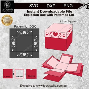 SVG explosion box/cut file 10090/exploding card template/svg cards/folding cards/layered card/cricut/silhouette/