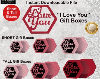 Hexagon Box/Datei svg Box cricut/Hexagon Box Template/Box svg/i love you box/cricut/silhouette/hexagon box svg/hexagon box