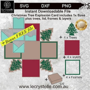 Archivo de corte de caja de explosión de árbol de Navidad SVG 10/plantilla de tarjeta explosiva/tarjetas svg/tarjetas plegables/tarjeta en capas/cricut/silueta/árbol de Navidad
