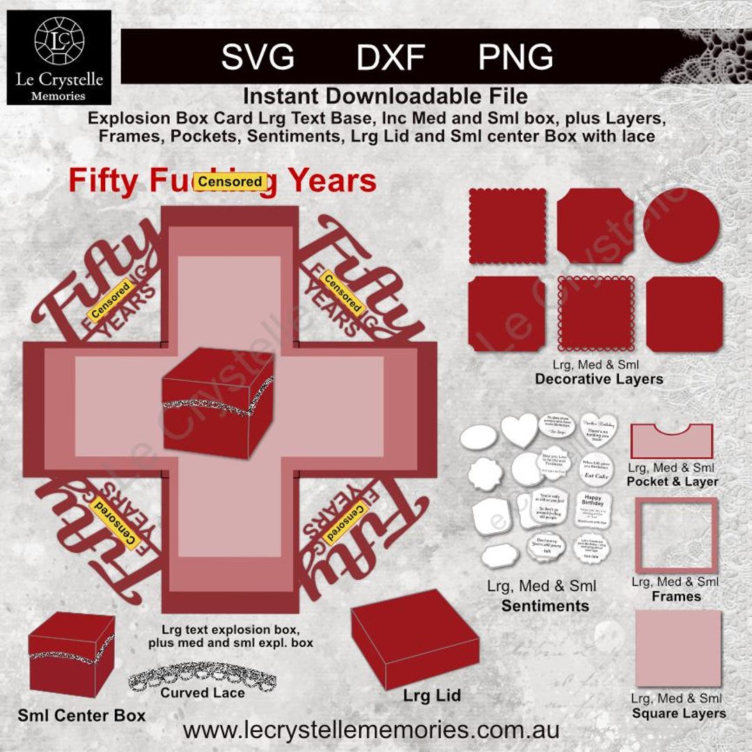 Explosion Box 50 Birthday Card Cut File/exploding Card Template/svg ...