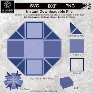 SVG explosion box/cut file/exploding card template/svg cards/Exploding gift boxes/layered card/cricut/silhouette/tri corner box
