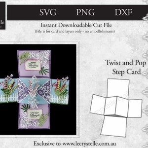 SVG cut file card/twist and pop card/card template/svg cards/folding cards/layered card/cricut/silhouette/