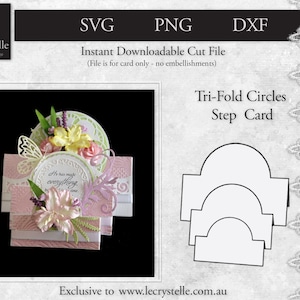 Carte de fichier svg découpée / Carte d’étape Trifold Circles / modèle de carte d’étape / cartes svg / cartes pliantes / carte en couches / cricut / silhouette /